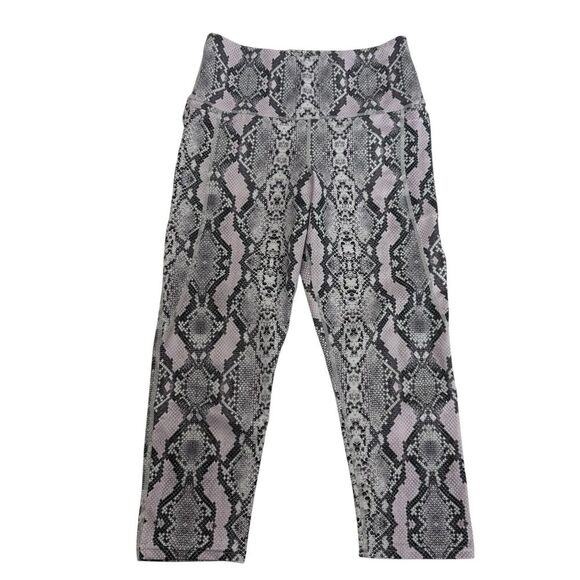 Blackmilk Pants - BlackMilk Pink Black Animal Reptile Print Cropped Capri Leggings Sz M Pockets